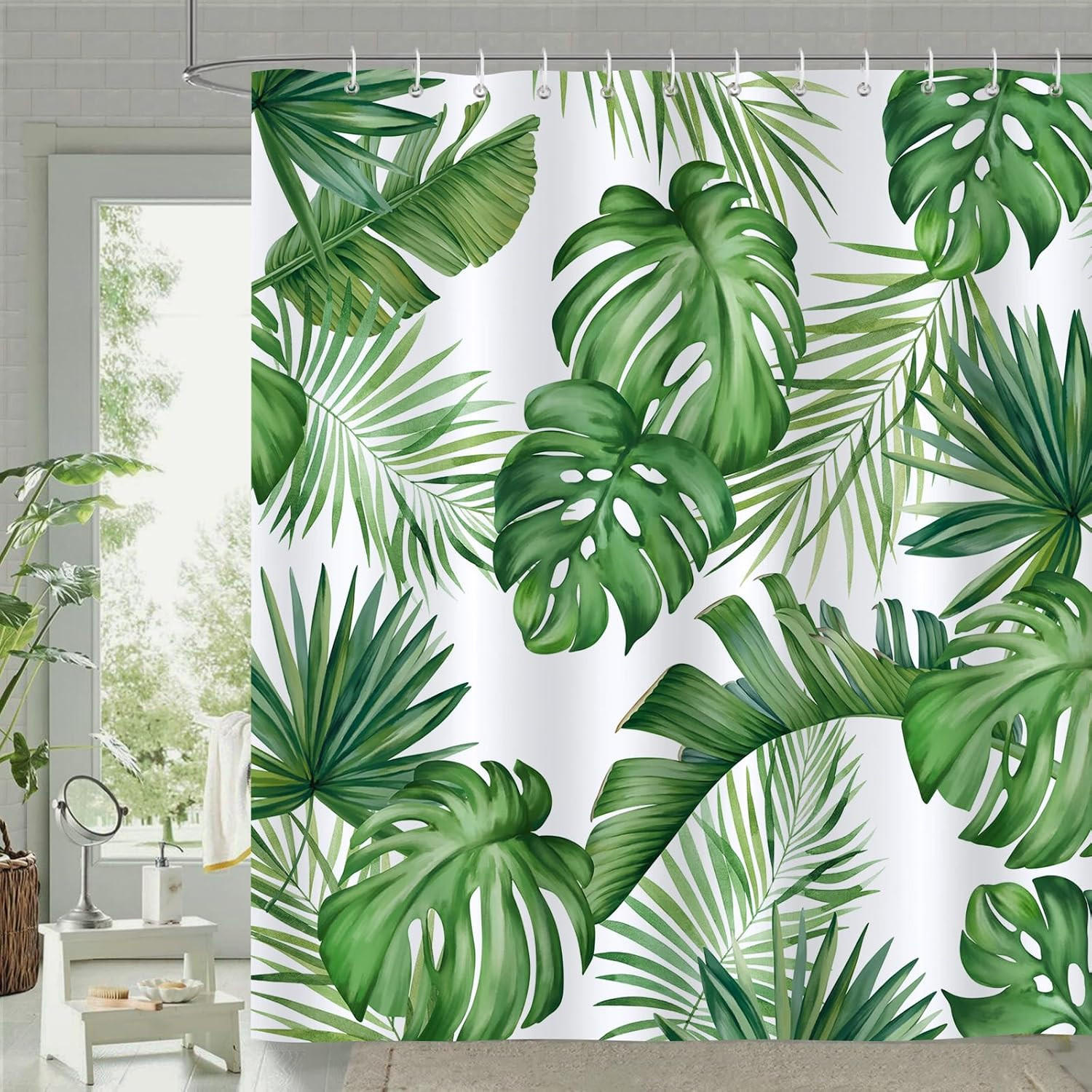 DUSCHVORHANG Polyester schimmelresistent wasserdicht Badezimmer mit Haken für Badewanne - Grün, Textil (180/180cm) - MCBOSON
