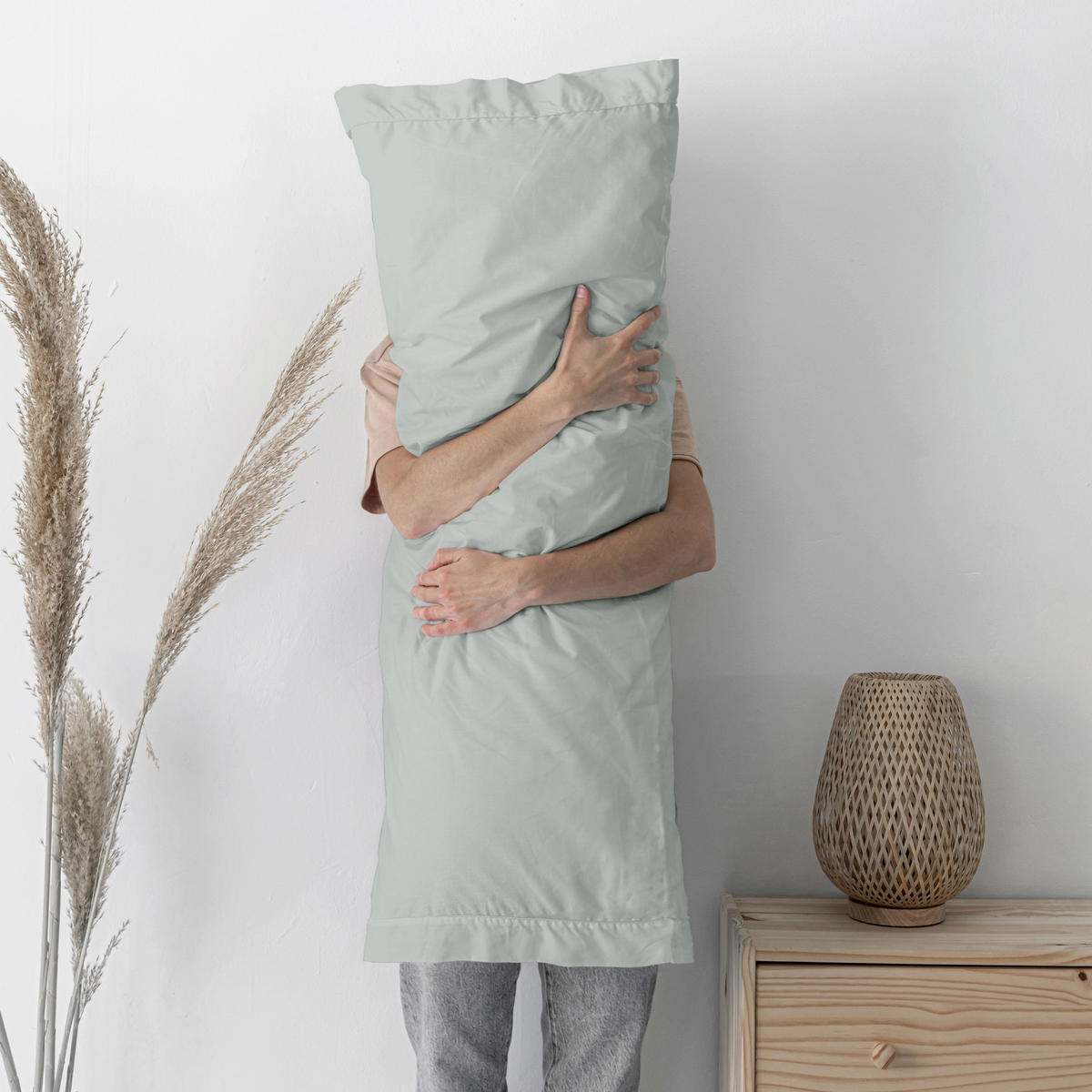 KISSENBEZUG basic 45x155 cm grau - Grau, Textil (45/155cm) - Happy Friday
