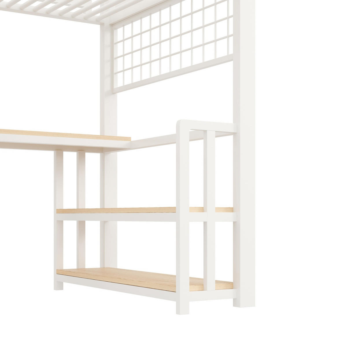HOCHBETT 90/200 cm Weiß aus Metall und MDF mit Schreibtisch - Weiß, Metall (90/200cm) - OKMYHOME