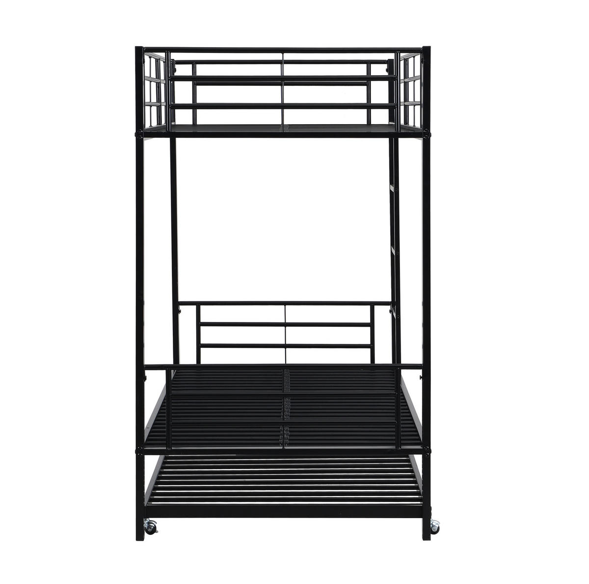 ETAGENBETT aus Metall 90x200 cm Schwarz mit Ausziehbett 90x190 cm und Leiter - Schwarz, Metall (90/190cm) - IVMEU