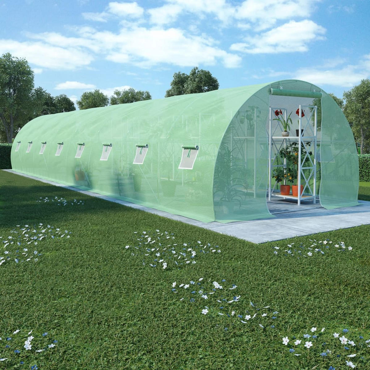 GEWÄCHSHAUS 36m² 1200x300x200 cm - Grün, Kunststoff (3/200/1200cm)