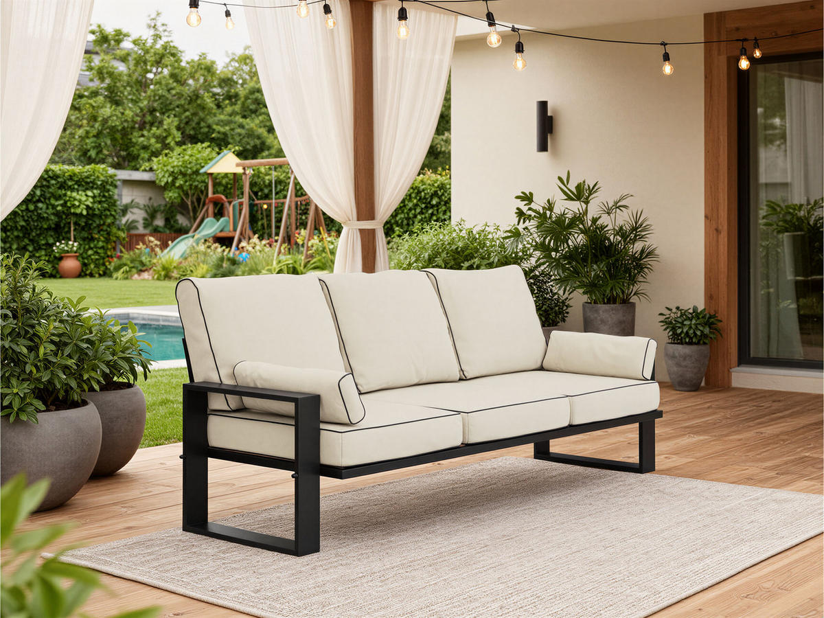 GARTENSOFA Elba 3 Sitzer - Beige - Beige, Textil (215/90/87cm) - MKS
