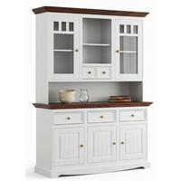 BUFFETSCHRANK Belluno Elegante Kiefer weiß (RAL9010) lackiert / Kiefer gebeizt, Nussbaumfarben 130 / 45 / 190cm - Nussbaumfarben/Weiß, Holz/Metall (130/190/45cm) - Feldmann-Wohnen