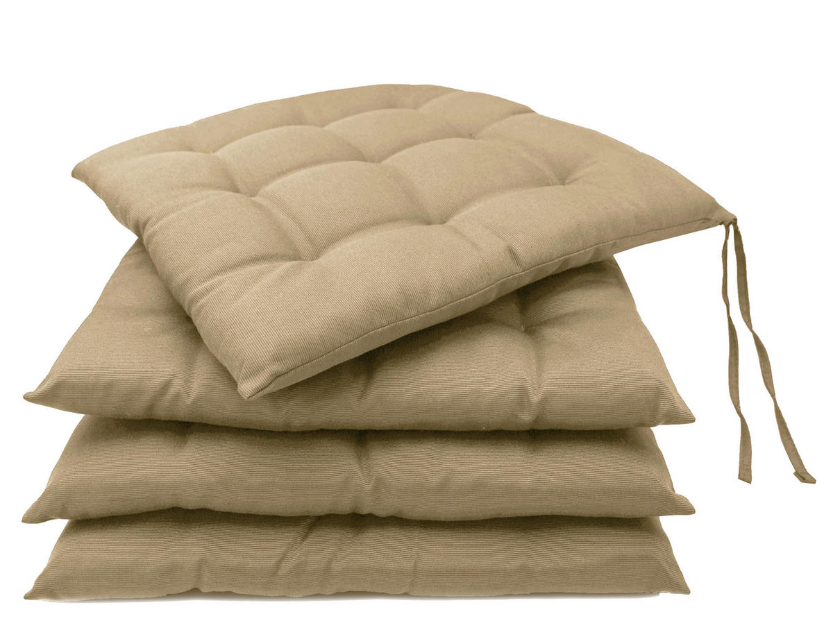 STUHLKISSEN, 4er-Set, 40x40 cm, 100% Polyester, Braun - Hellbraun, Textil (40/40/3cm) - Zollner