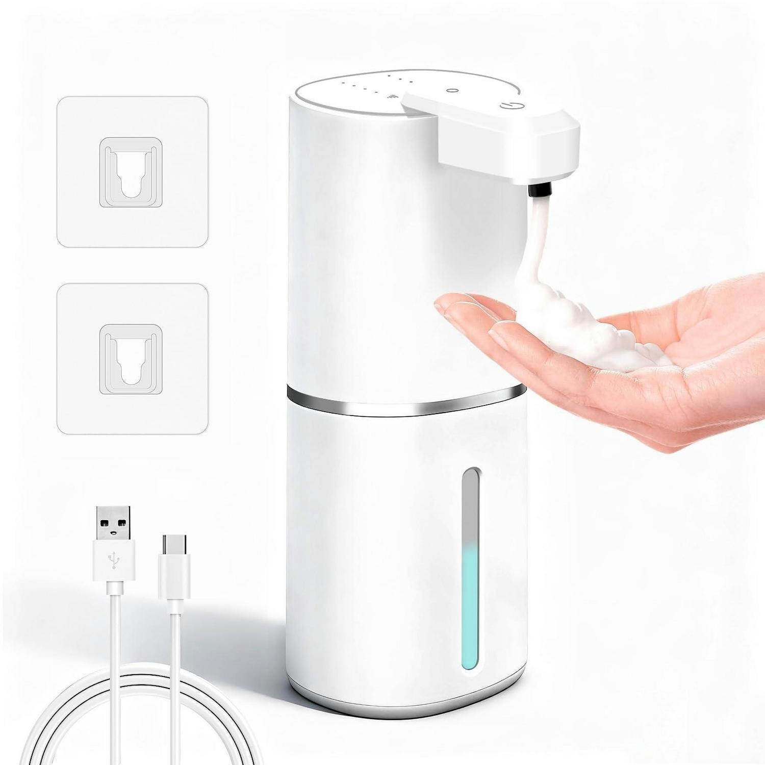 SEIFENSPENDER Automatisch Wandmontage Weiß 380mL USB-C - Weiß, Kunststoff (10.5/8/20.5cm)