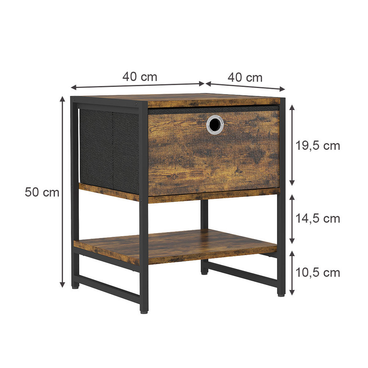 NACHTTISCH Fyrk Eiche rustikal 40 x 50 cm 2er-Set - Wildeiche, Holzwerkstoff (40/50/40cm) - Vicco