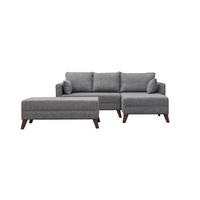 ECKSOFA mit Hocker als Schlaffläche, perfekt für kleine Räume - Walnussfarben/Braun, Holz/Kunststoff (140/205cm) - myHomelando
