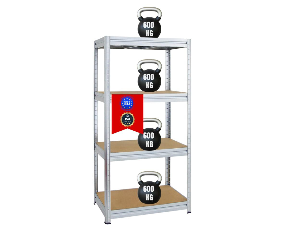SCHWERLASTREGAL Dino 180x90x60 cm Fachlast 600 kg Verzinkt - Silberfarben, Metall (90/180/60cm) - PROREGAL