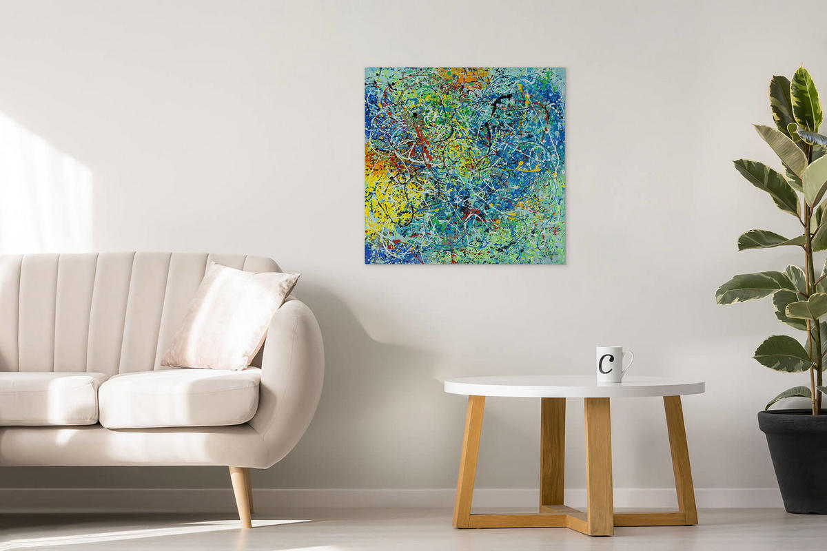 ACRYLBILD HANDGEMALT 80/80 cm - Multicolor, Holz/Textil (80/80cm) - KUNSTLOFT