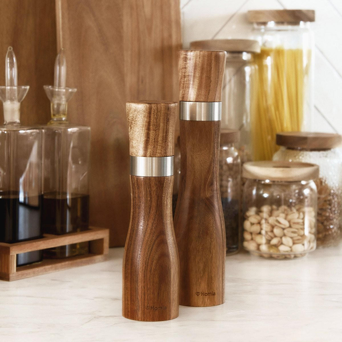 GEWÜRZMÜHLE Mooka 20 cm i 25 cm 2er-Set - Naturfarben, Holz (7/25/7cm) - Homla