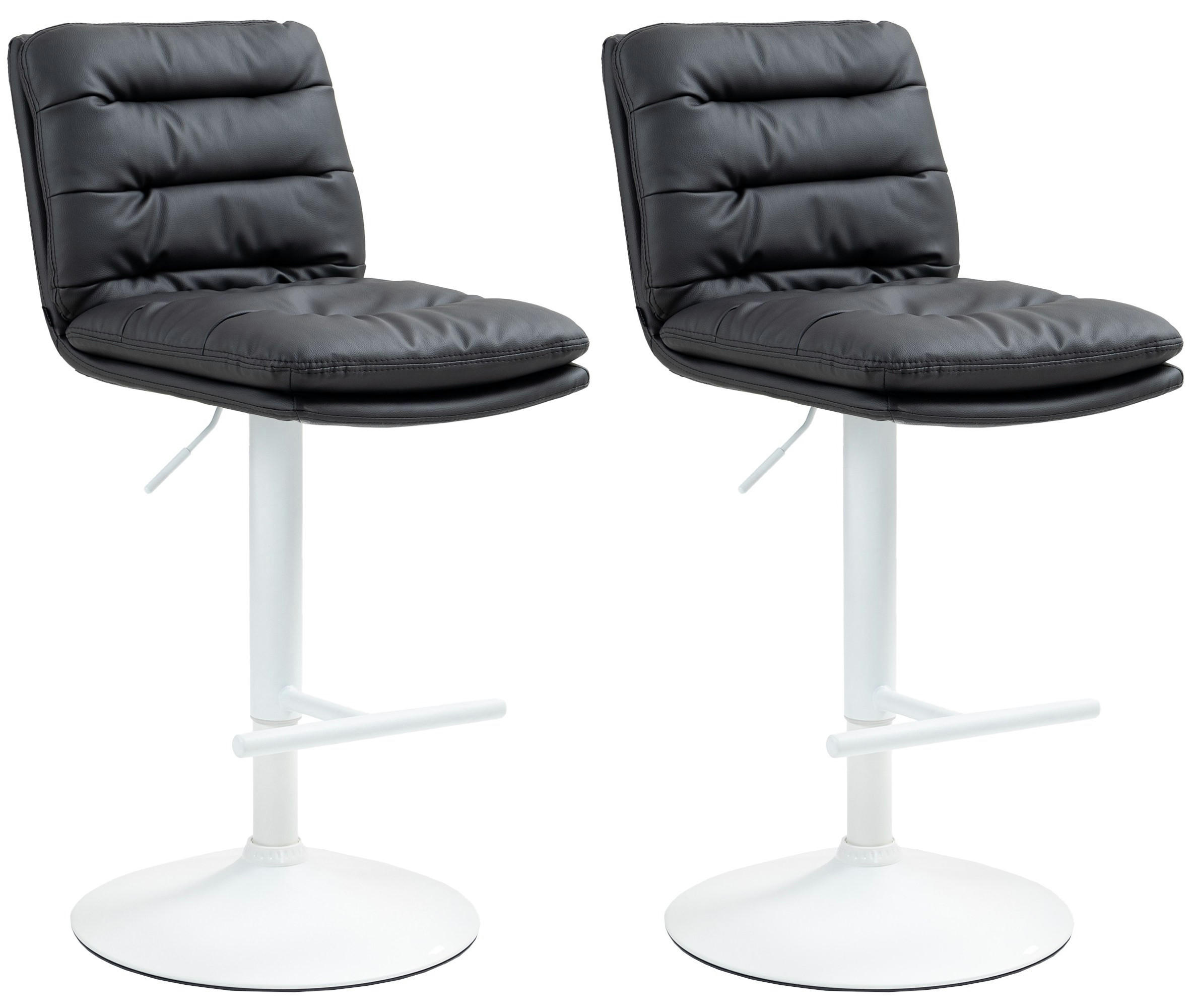BARHOCKER 2er Set Lederlook schwarz - Schwarz/Weiß, Textil/Metall (42/94/56cm) - CLP