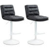 BARHOCKER 2er Set Lederlook schwarz - Schwarz/Weiß, Textil/Metall (42/94/56cm) - CLP