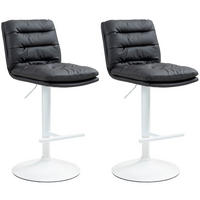 BARHOCKER 2er Set Lederlook schwarz - Schwarz/Weiß, Textil/Metall (42/94/56cm) - CLP