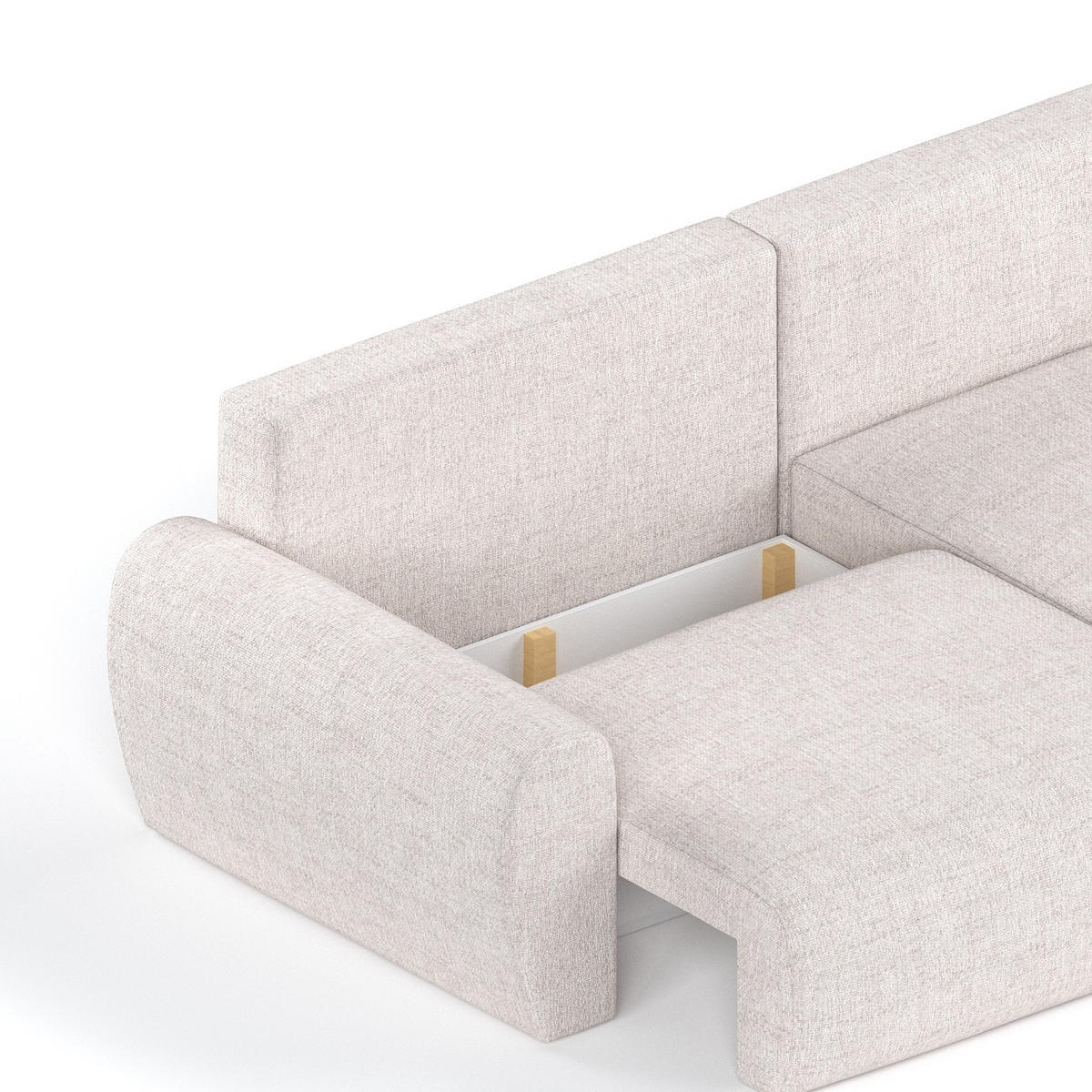 ROHOVÁ SEDAČKA OMARI, textil, Světle béžová - černá/písková barva, dřevo/kompozitní dřevo (253/153cm) - AltaBeds