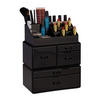 MAKEUP Organizer - Schwarz, Kunststoff (23.5/29.5/14cm) - Relaxdays