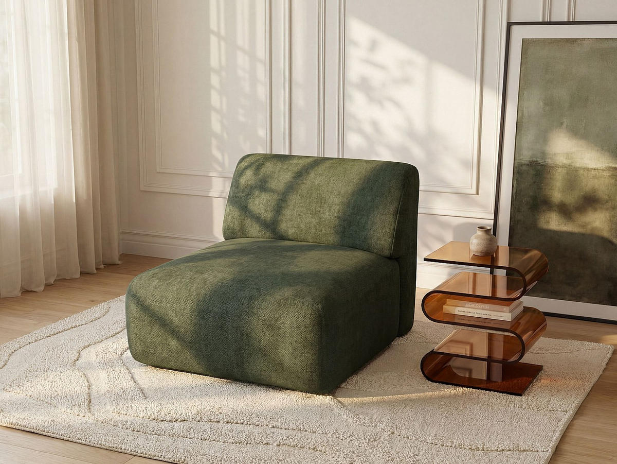 SESSEL mit gerader Rückenlehne - 1 Person - stoff - grün Pogni - Grün, Textil (75/73/97cm) - Vente-Unique