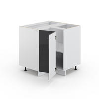 ECKUNTERSCHRANK Fame-Line Anthrazit Hochglanz 80.5 cm, AP Eiche - Anthrazit/Weiß, Holzwerkstoff (80.5/82/60cm) - Vicco
