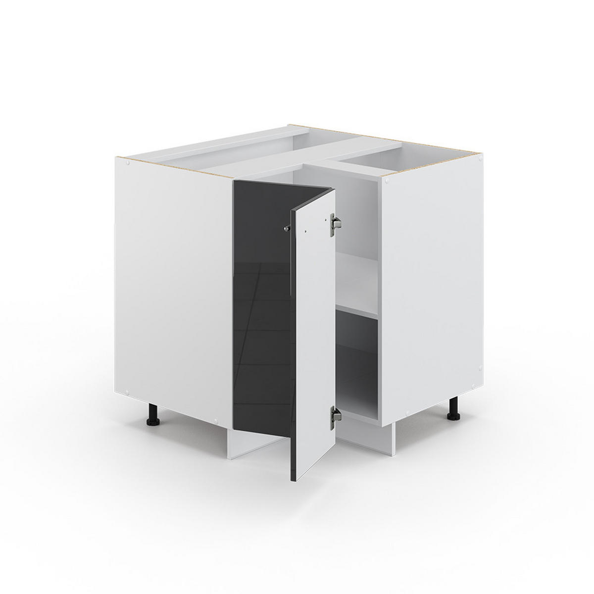 ECKUNTERSCHRANK Fame-Line Anthrazit Hochglanz 80.5 cm, AP Eiche - Anthrazit/Weiß, Holzwerkstoff (80.5/82/60cm) - Vicco