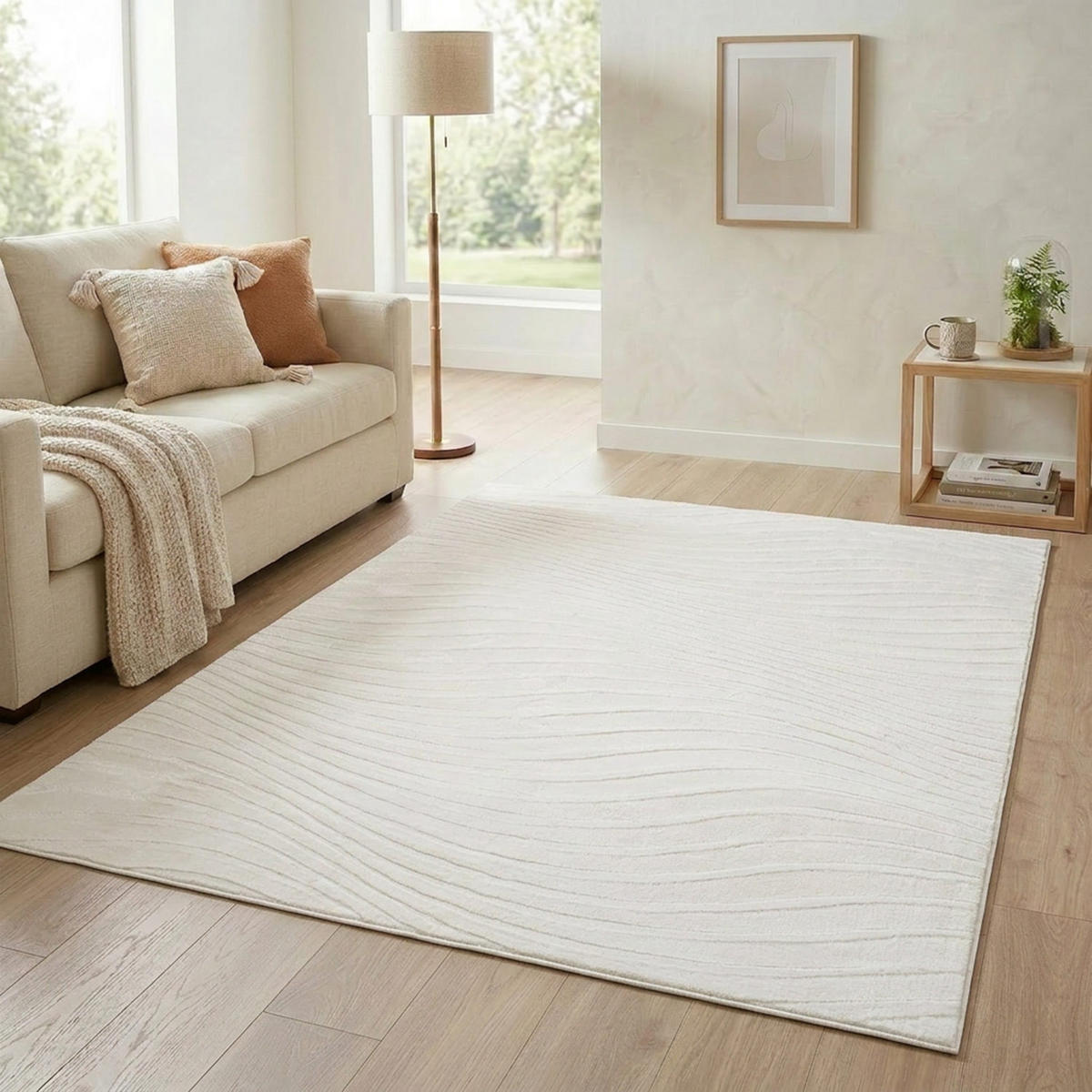 KURZFLOR-TEPPICH Waves 503 Weiß 80x150 cm - Weiß, Textil (80/150cm) - carpet city
