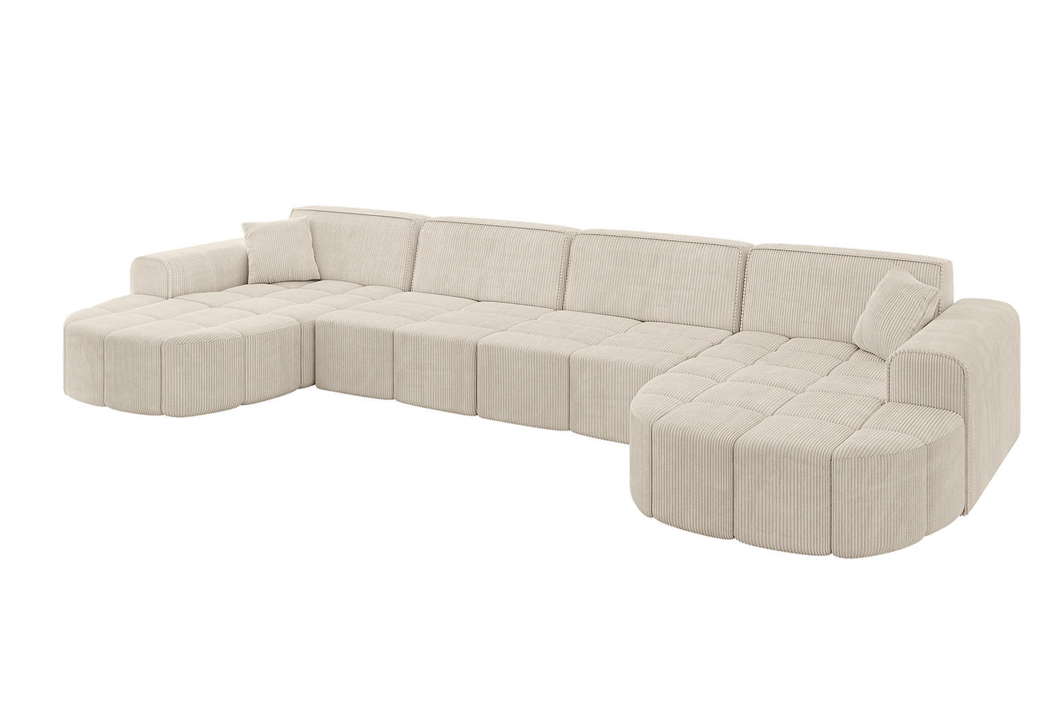 WOHNLANDSCHAFT LIVO-U2 - 400x173x79,5 cm Beige - Beige, Holzwerkstoff/Textil (400/79/173cm) - ALTDECOR