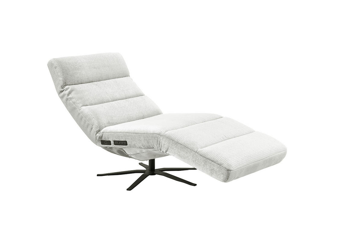 RELAXLIEGE ALINA Weiß Cord - Schwarz/Weiß, Textil/Metall (82/115/156cm) - KAWOLA