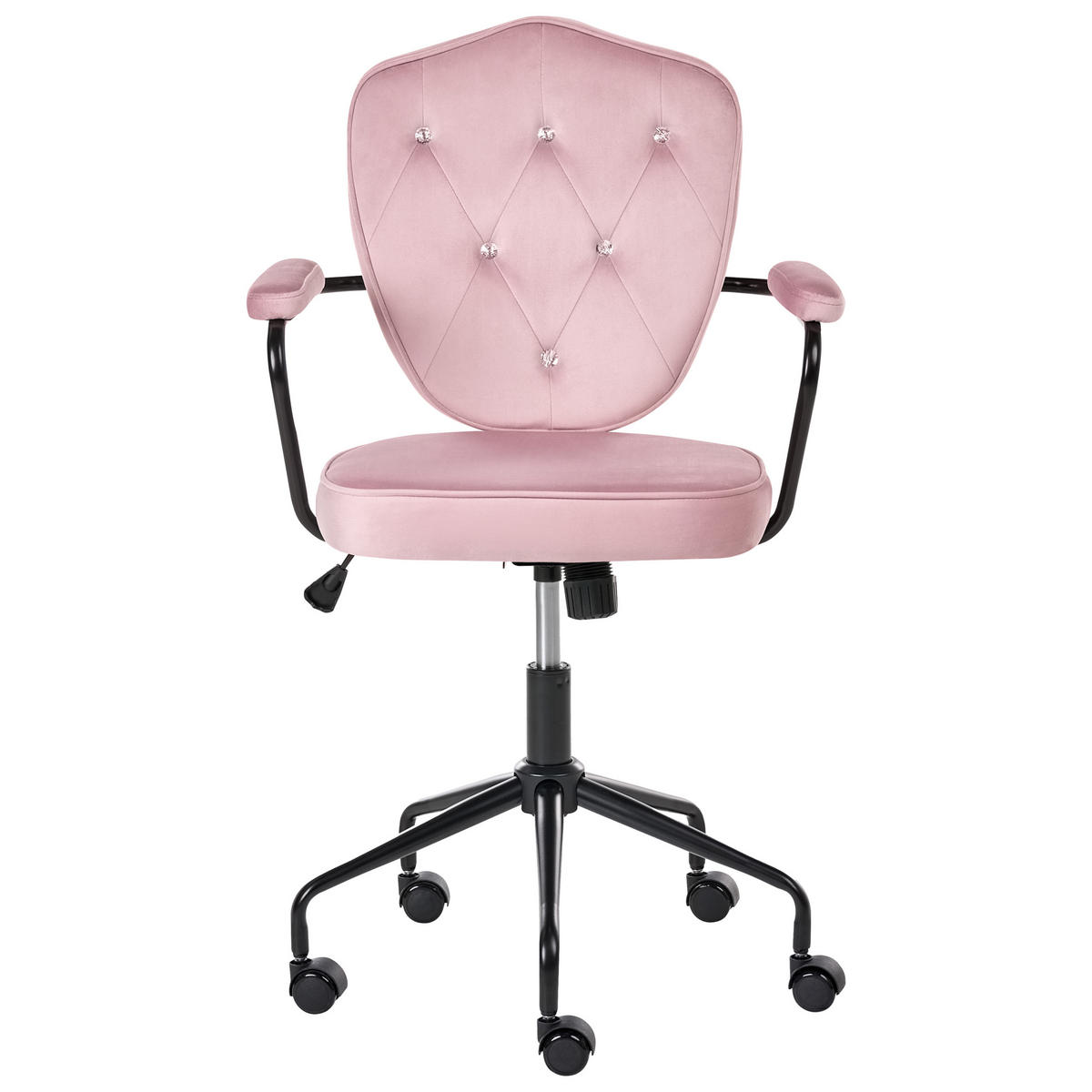 SCHREIBTISCHSTUHL Samtstoff Pastellrosa Velisse - Pink, Textil (55/98/55cm) - Beliani