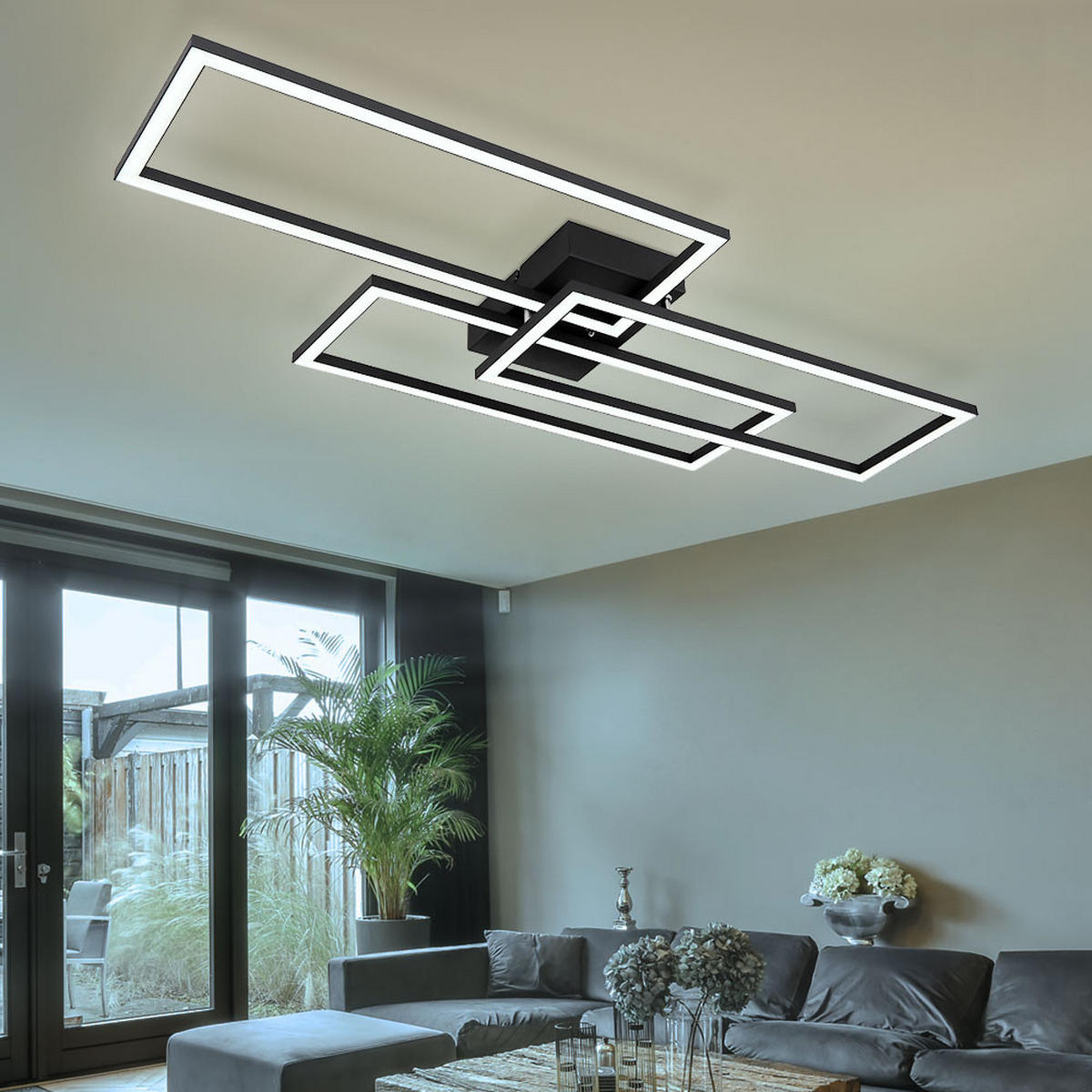 LED DECKENLEUCHTE Tiny Schwarz Metall - Schwarz, Metall (90/40/8cm) - Globo Lighting