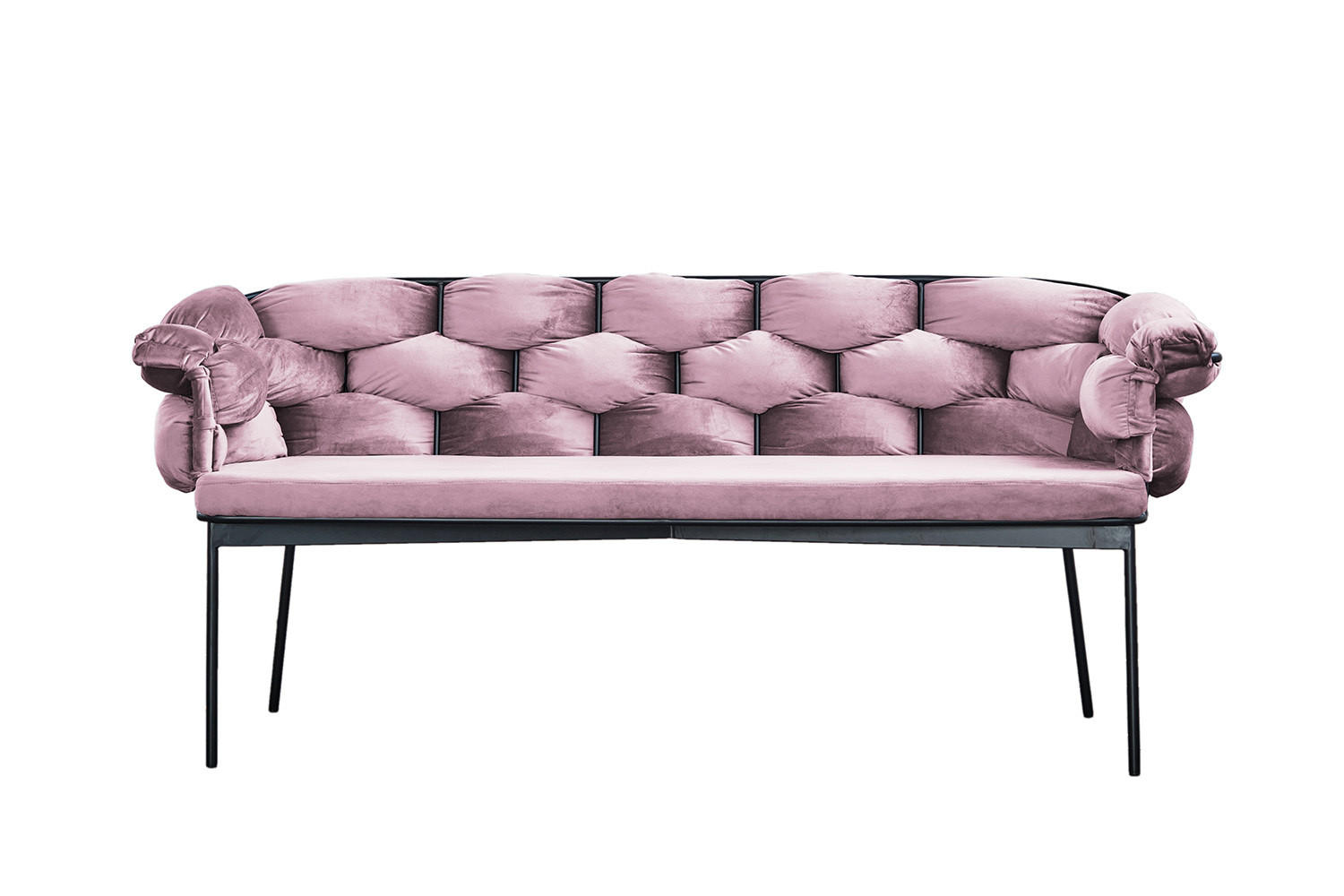 SITZBANK MONTY Pink Velvet - Pink, Textil (240/78/62cm) - KAWOLA