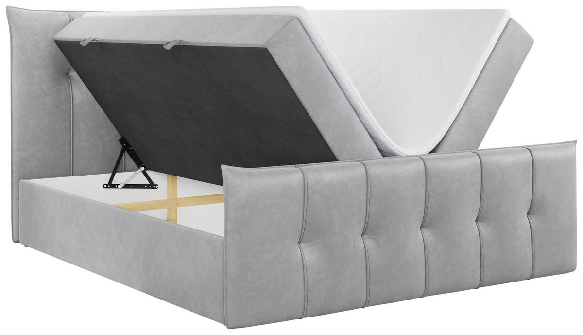 BOXBETT PREMIUM 11 200/200 Hellgrau Velvet - H4 - Hellgrau, Holz/Textil (200/200cm) - MKS