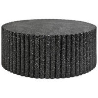 GARTEN Beistelltisch Beton Terrazzo Optik schwarz rund 106 cm Pozza - Schwarz, Stein (106/106/42cm) - Beliani