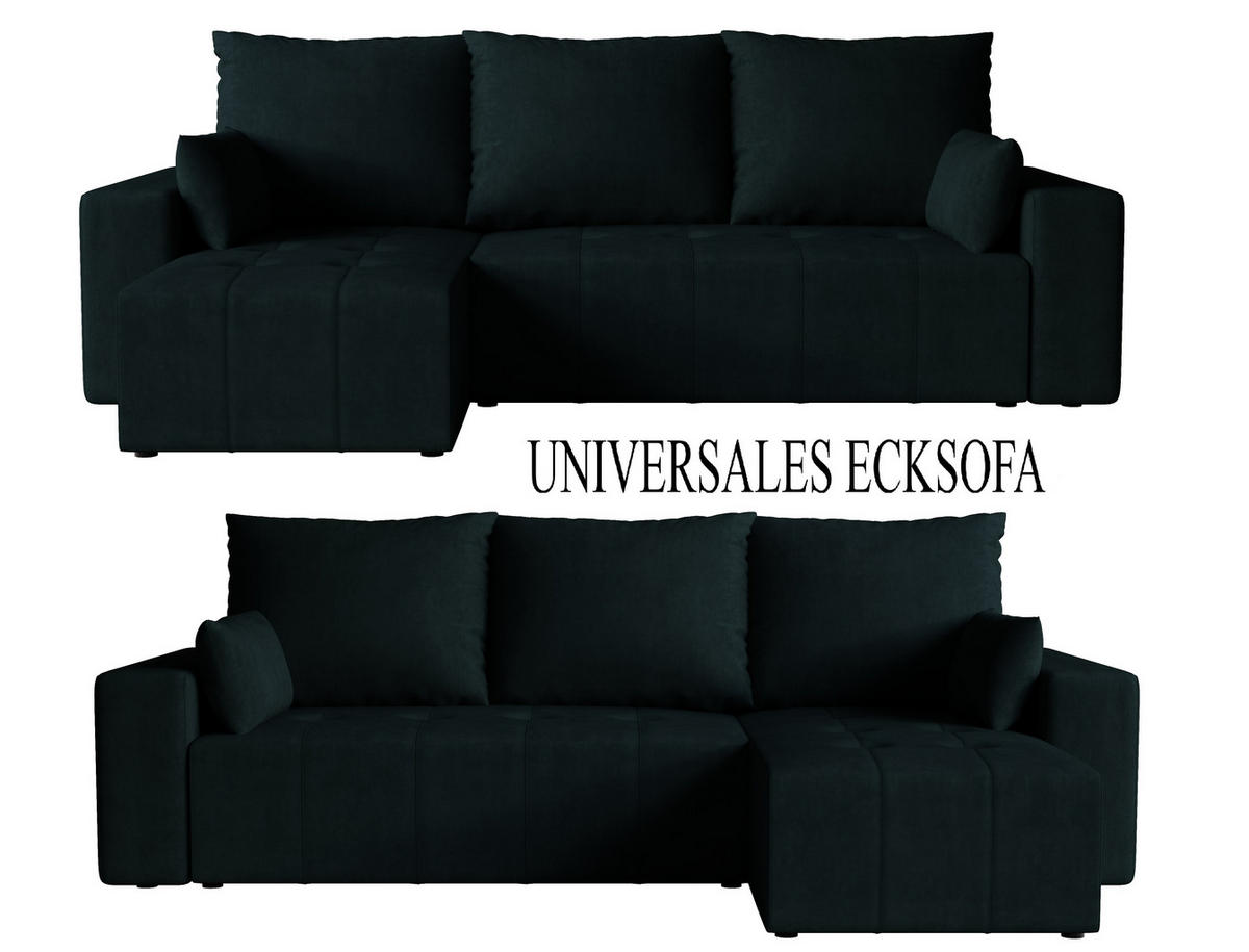 ECKSOFA Tico mit Bettkasten und Schlaffunktion, L-Form/XL-Form, Velourstoff, Universal - Anthrazit, Holzwerkstoff (246/145cm) - 4ALL HOME