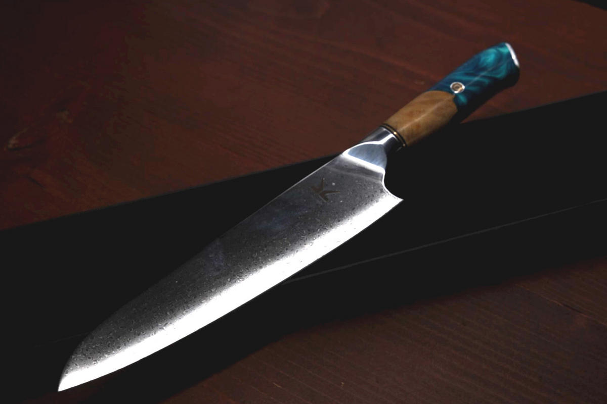 KÜCHENMESSER DUMA silber Damaststahl - Silberfarben, Metall (34cm) - KAWOLA