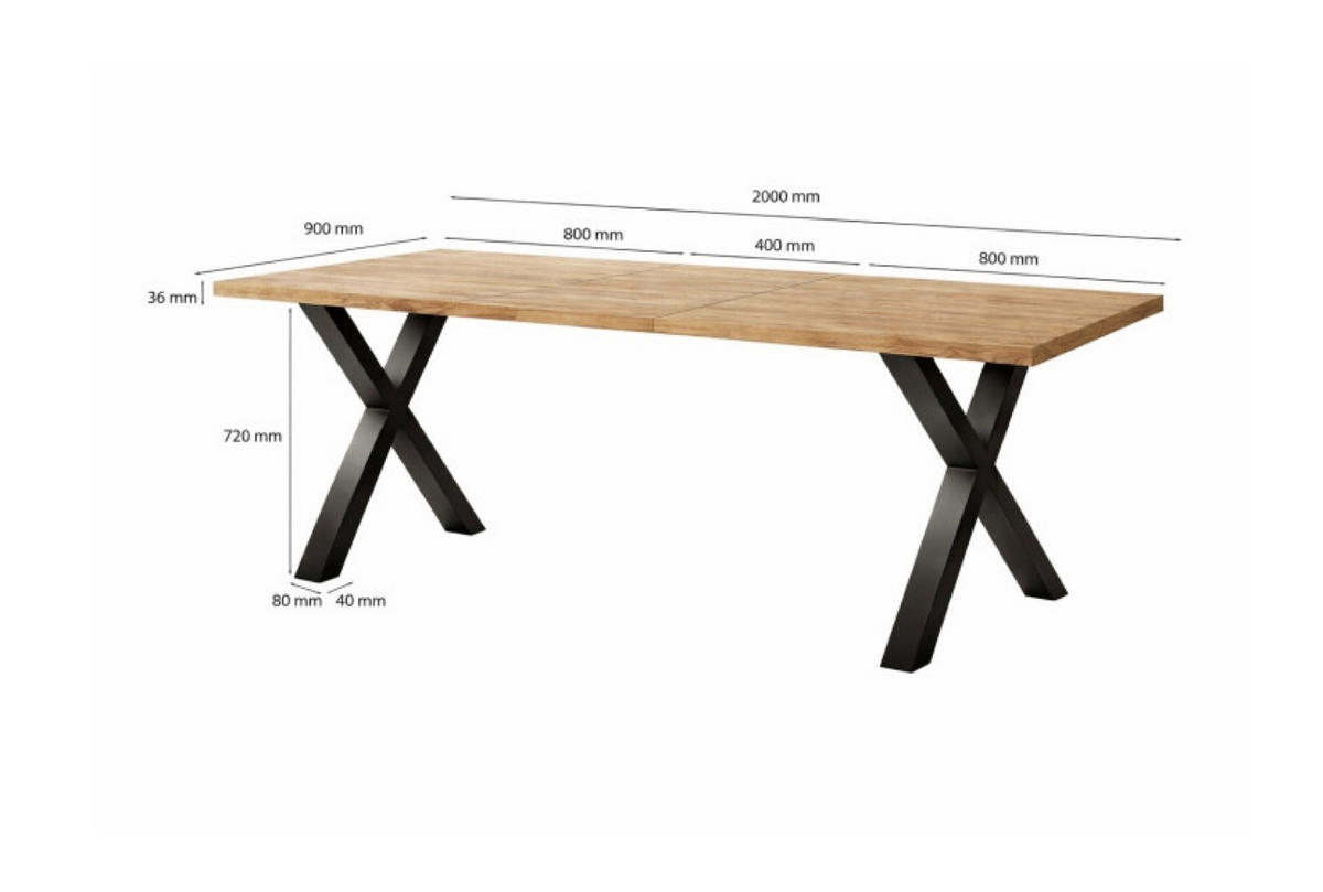 TISCH Artisan Eiche SOFTI X Ausziehbar 90/200x160 cm - Eiche Artisan, Holzwerkstoff (200/90/75.6cm) - Sepro Meble