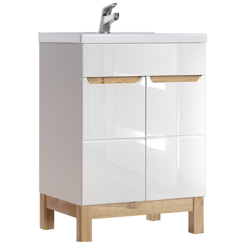 WASCHTISCH Solna-56 - Weiß, Holzwerkstoff (60/85/46cm) - Lomado