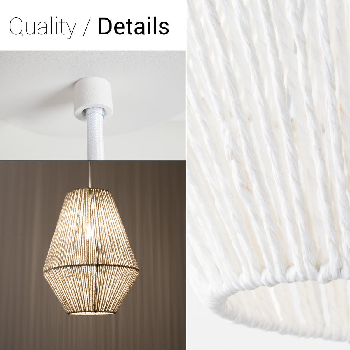 PENDELLEUCHTE Hugo Pd1 Pablo - Weiß, Metall (30/30/37cm) - Paco Home