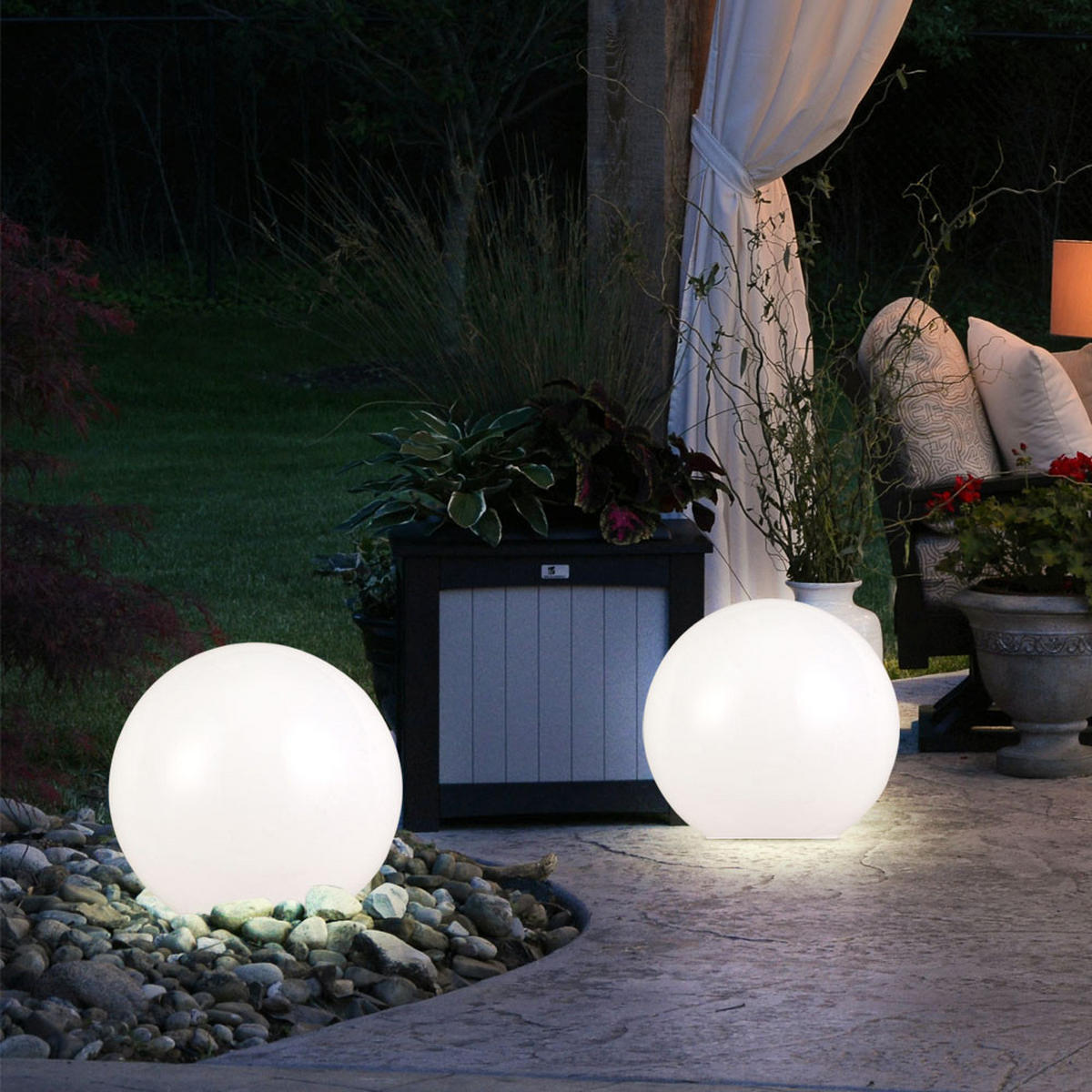 LED AUSSENLEUCHTE Solarkugel Weiß Silber 2er Set - Weiß, Kunststoff (30/62/30cm)