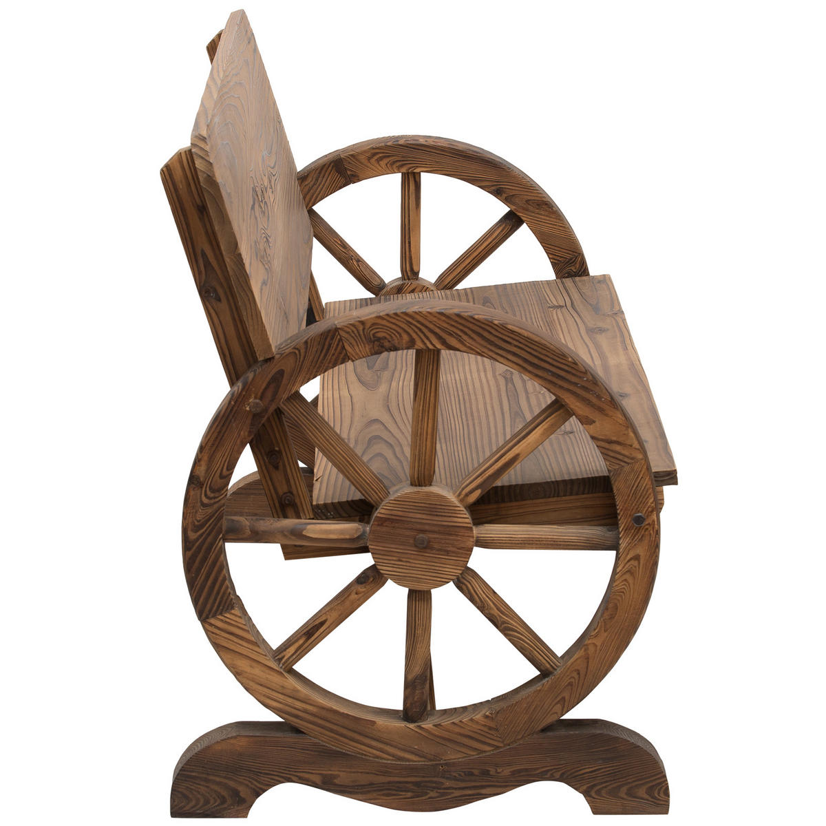 GARTENBANK DE-17761 3-Sitzer mit Wagenrädern & Lattenrost Carbonisiert - Braun, Holz (114/80/58cm) - ComfortXL