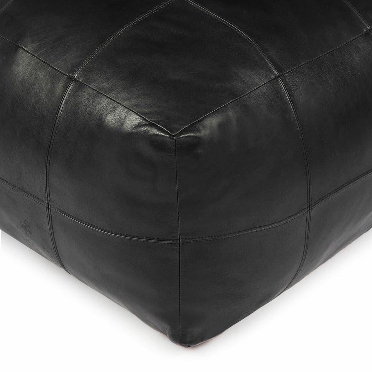 POUF 75/75/45 cm Echtleder Schwarz - Schwarz, Leder (75/45/75cm) - Furnhouse