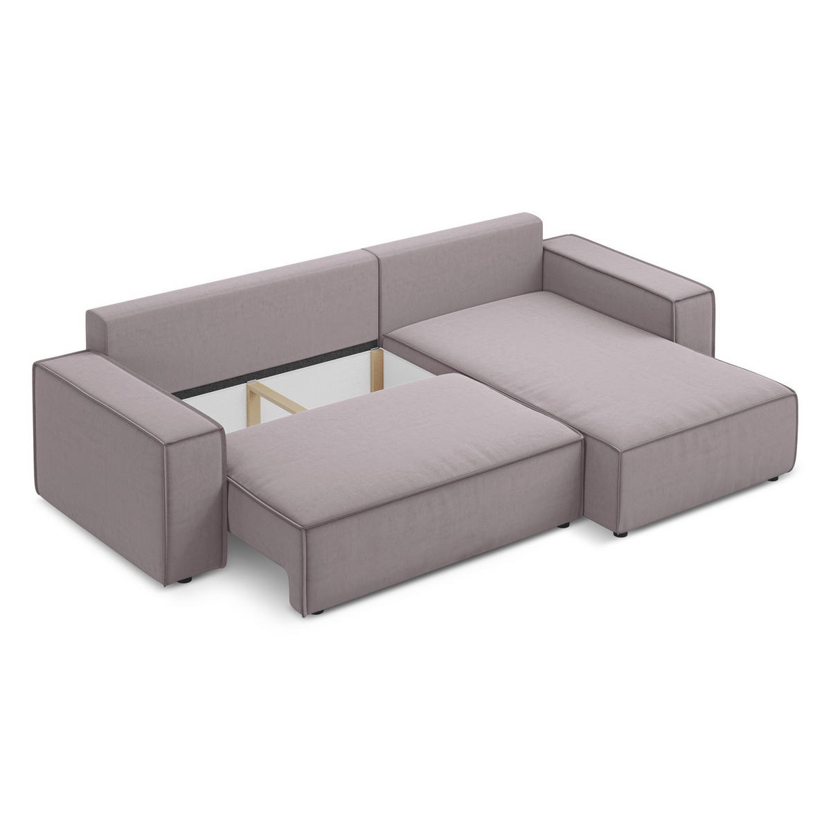 ECKSOFA mit Schlaffunktion Samt Stoff Violett - Lila/Flieder, Kunststoff/Textil (290/185cm) - LaMiaSofa