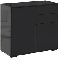 SIDEBOARD 79/36/74 cm mit 2 Türen & 2 Schubladen in Schwarz - Schwarz, Holzwerkstoff (79/74/36cm) - BEAOK