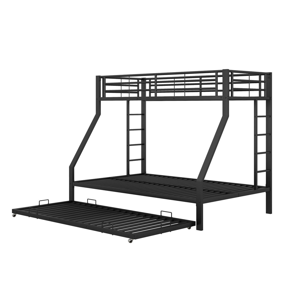 ETAGENBETT 90/140/200 cm aus Metall mit ausziehbarem Bett Schwarz - Schwarz, Metall (90/190cm) - Modenvie