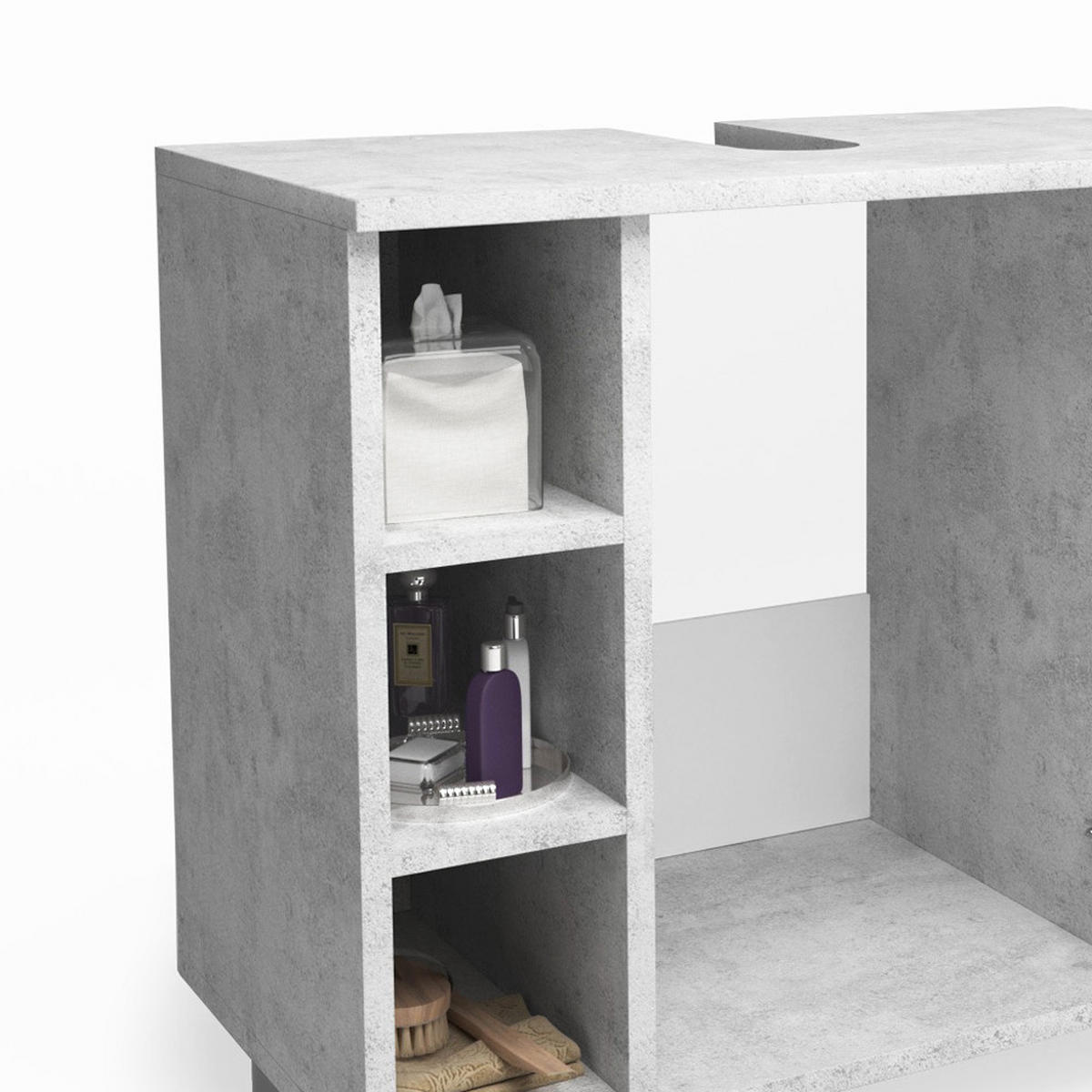 WASCHBECKENUNTERSCHRANK Fynn Beton 60 x 54 cm - Schieferfarben, Holzwerkstoff (60/54/32cm) - Vicco