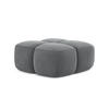 POUF Samt Stoff Grau - Edelstahlfarben/Schwarz, Holzwerkstoff/Kunststoff (90/39/90cm) - Makamii
