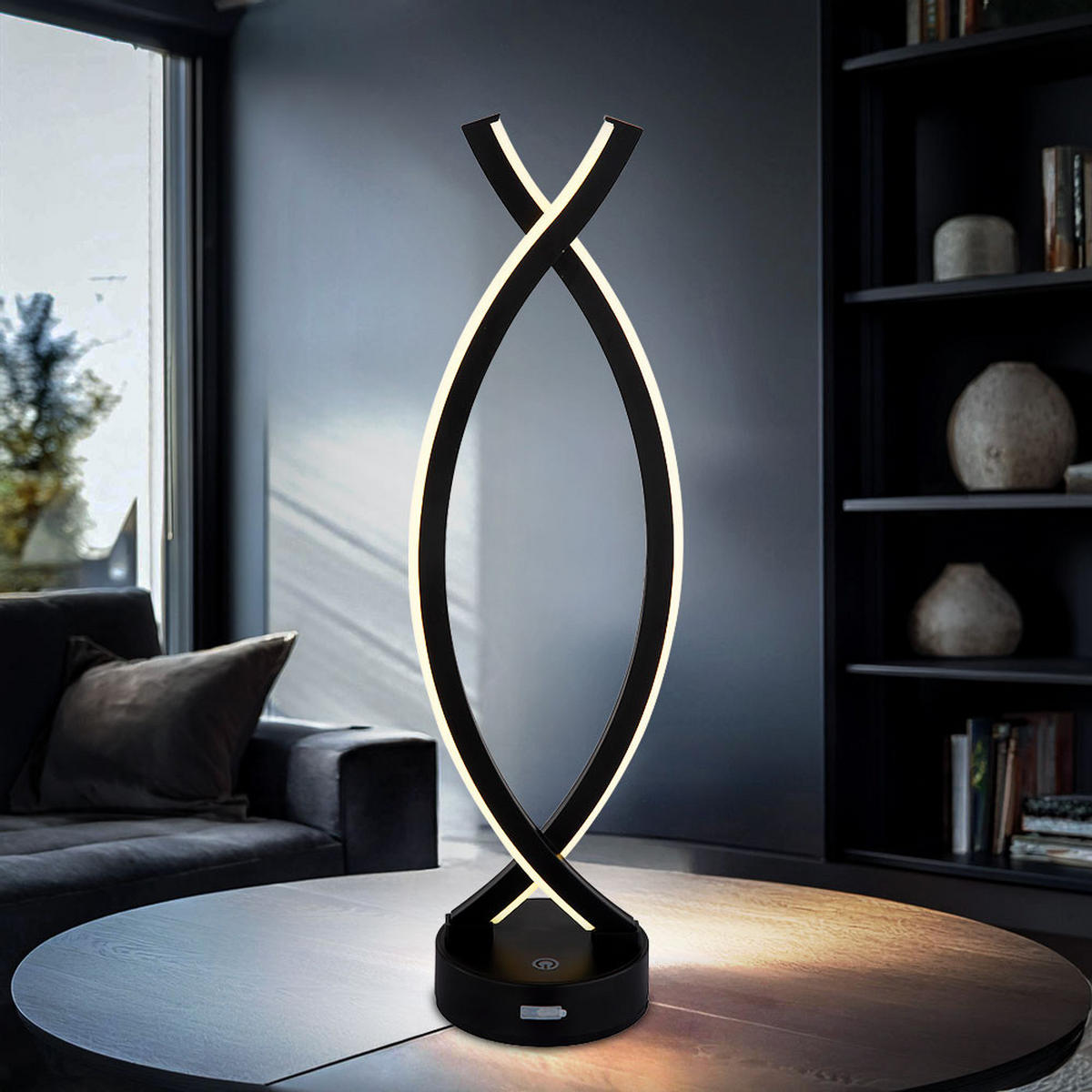 LED TISCHLEUCHTE HELA Schwarz - Schwarz, Kunststoff (12.5/10/41cm) - Globo Lighting