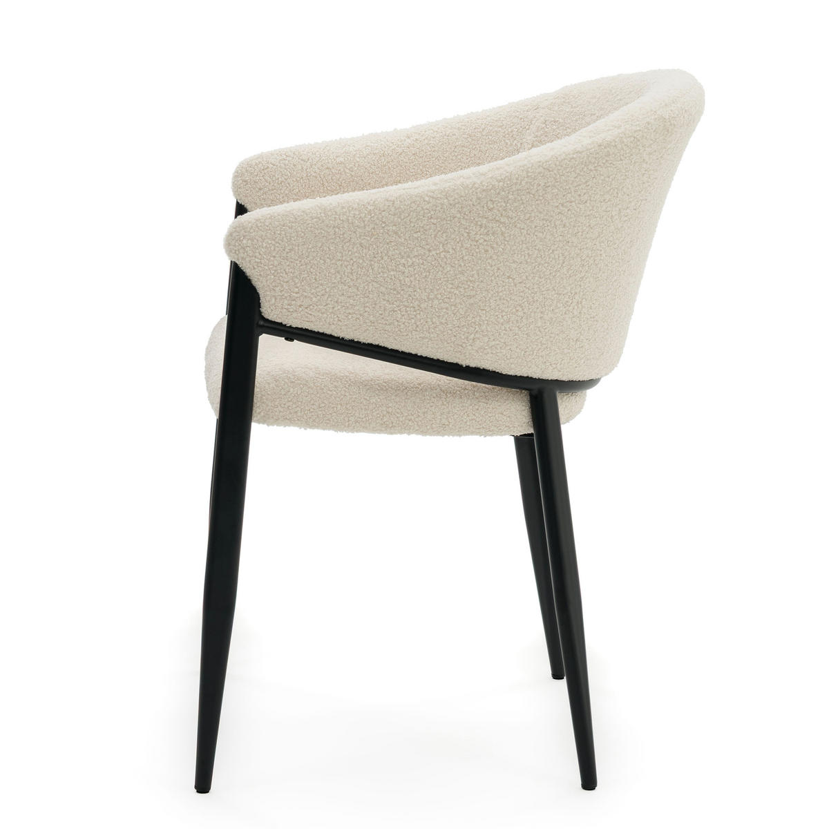 STUHL BUENO gespolsterter - hellbeige - Glamour Boucle Teddy - Creme/Schwarz, Textil/Metall (57/81/59cm) - NEW HOME