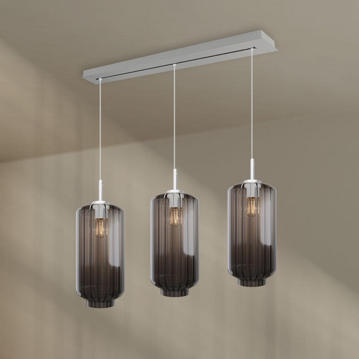 HÄNGELEUCHTE Velo 3-flammig Rauch Ø 18cm - Anthrazit/Weiß, Glas (18/18/33cm) - s.luce