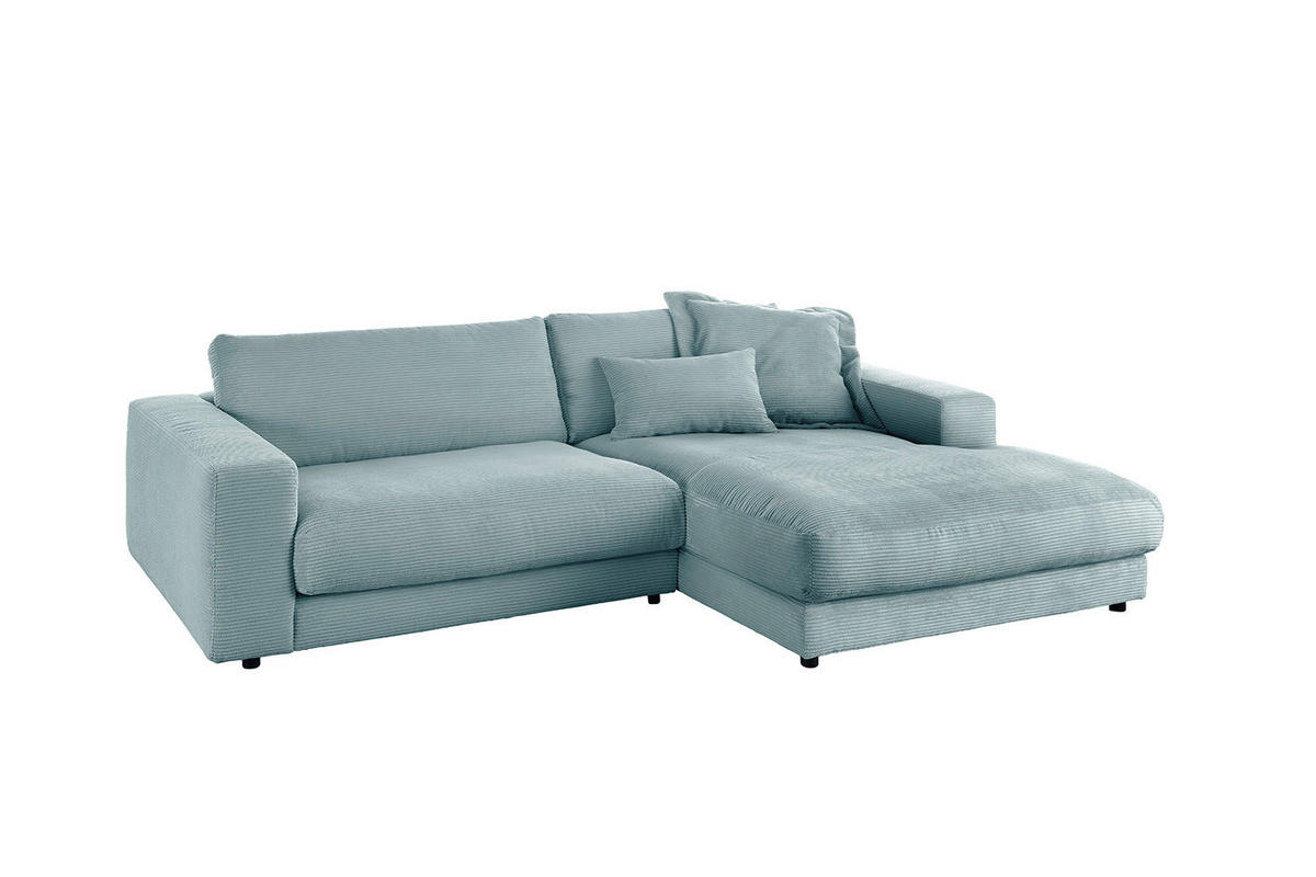 ECKSOFA MADELINE Hellblau Cord - Schwarz/Hellblau, Kunststoff/Textil (270/190cm) - KAWOLA