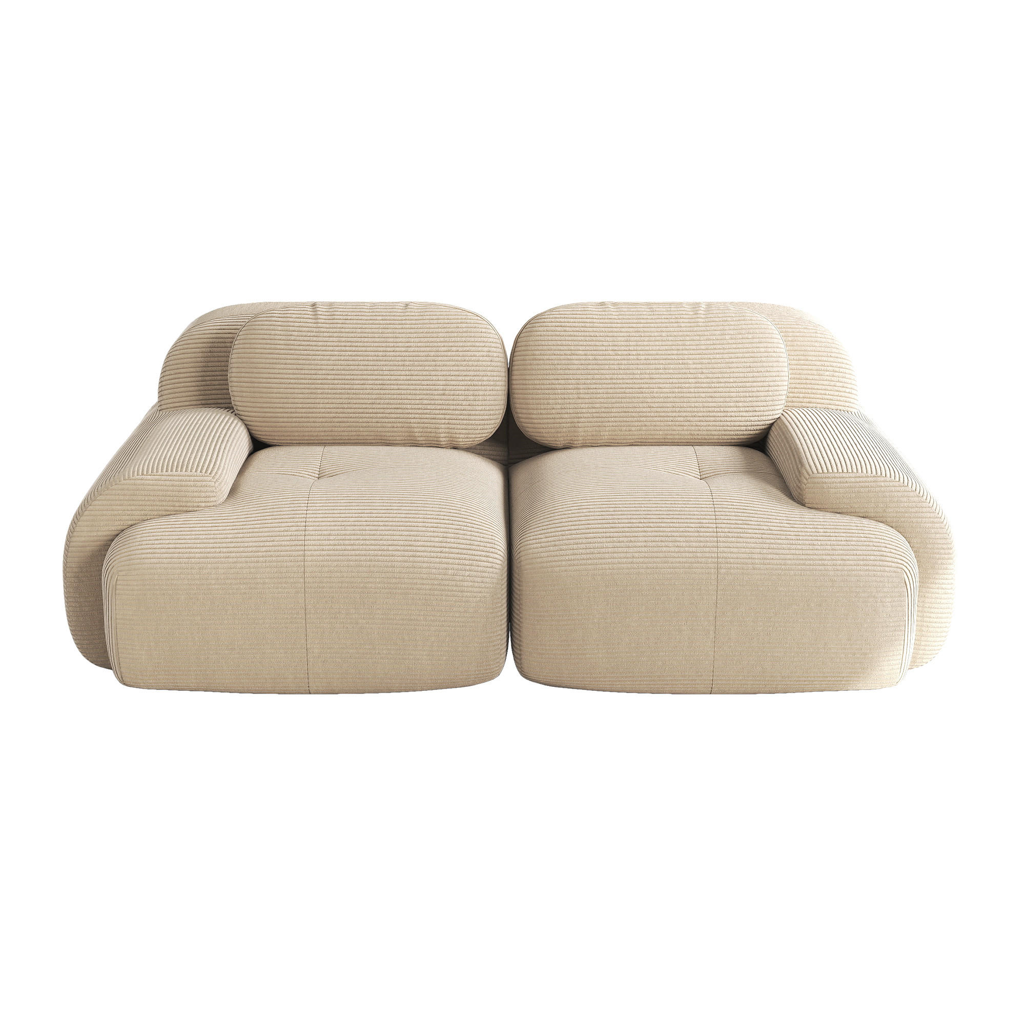 2-SITZER SOFA Cord Beige mit modularer Funktion - Beige, Textil (208/75/103cm) - WISHDOR