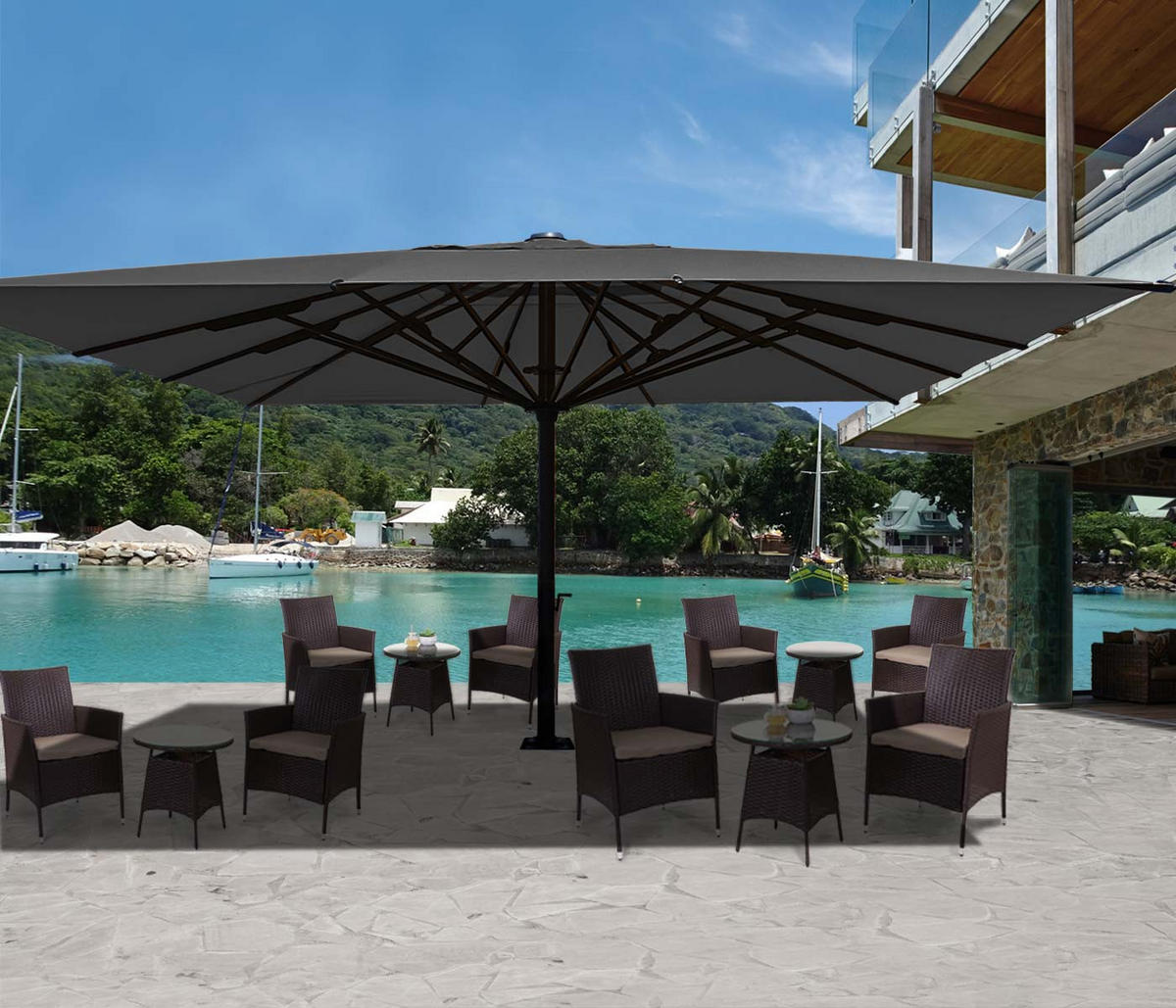 GASTRONOMIE-LUXUS-SONNENSCHIRM Anthrazit - Anthrazit, Textil (500/500cm) - MCW