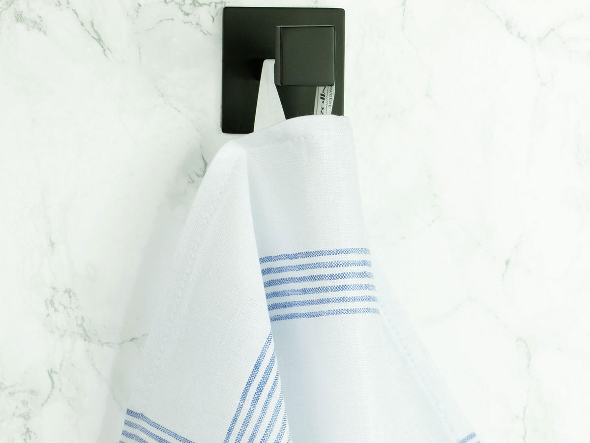 GESCHIRRTÜCHER, 4er-Set, 50x70 cm, 100% Leinen, Weiß - Blau/Weiß, Textil (50/70cm) - Zollner